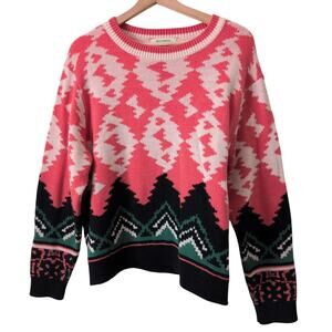 Aldomartins‎ Abstract Sweater Womens Medium Anthropologie Wool Alpaca Pink Knit